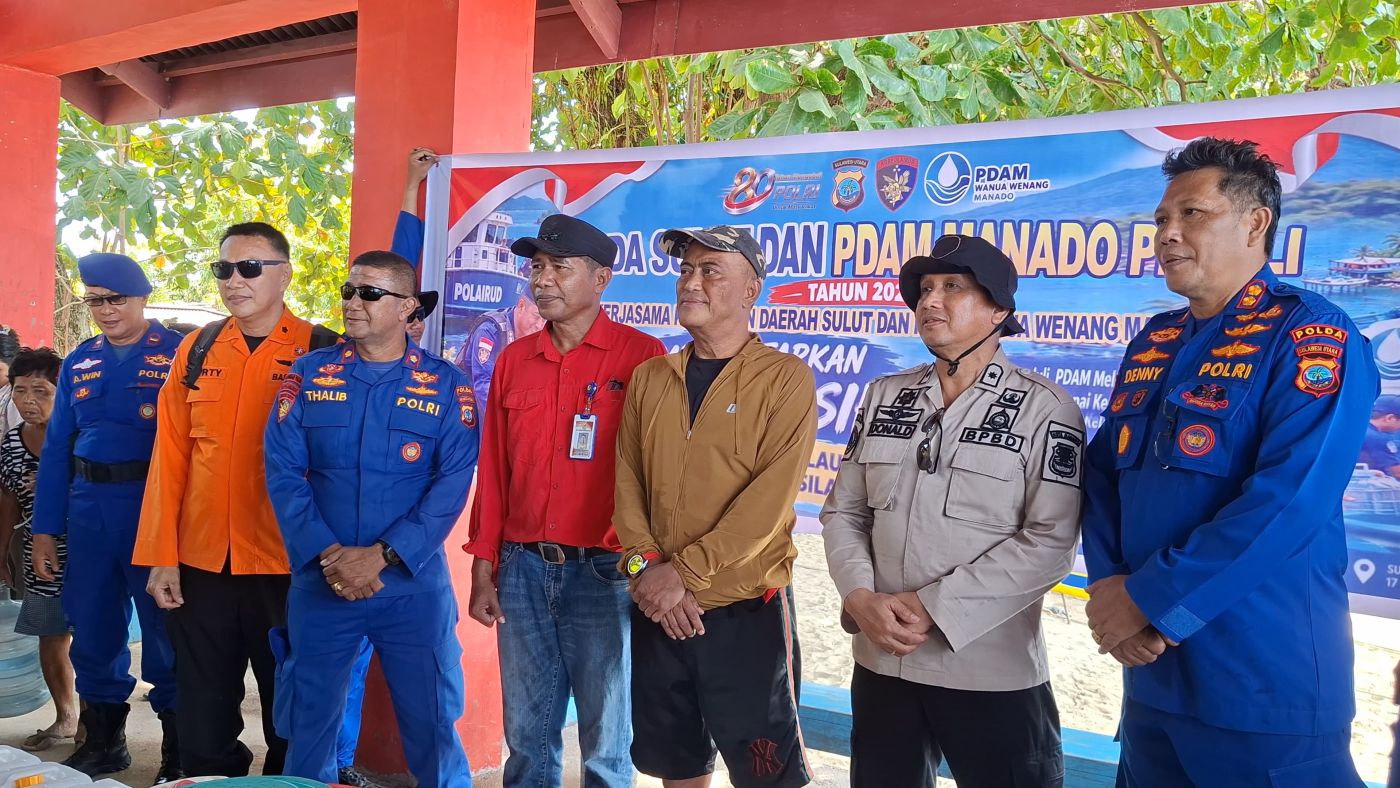 Aksi Kemanusian PDAM Wanua Wenang dan Polda Sulut Salurkan 64 Ton Air Bersih ke Kepulauan Manado