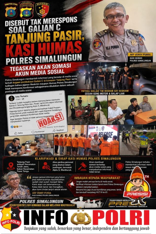 Disebut Tak Merespons Soal Galian C Tanjung Pasir, Kasi Humas Polres Simalungun Tegaskan Akan Somasi Akun Media Sosial