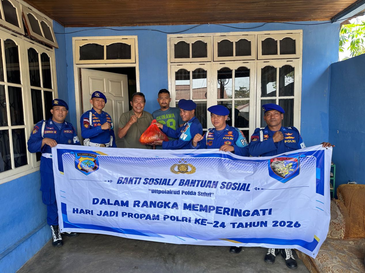 HUT Propam ke-24, Provos Ditpolairud Polda Sulut Salurkan Bansos ke 5 Purnawirawan