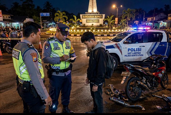 Kasat Lantas Polres Barut AKP Muhammad Romadhon, S.H., M.M. Tegaskan Perang Terhadap Knalpot Brong dan Balap Liar di Areal Titik yang Rawan Berbahaya.