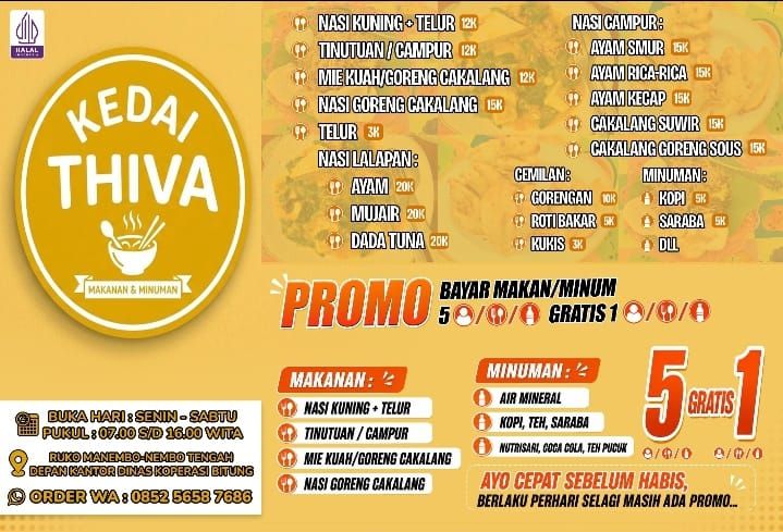Kedai Thiva Hadir di Manembo-Nembo, Promo Makan Gratis Bikin Penasaran