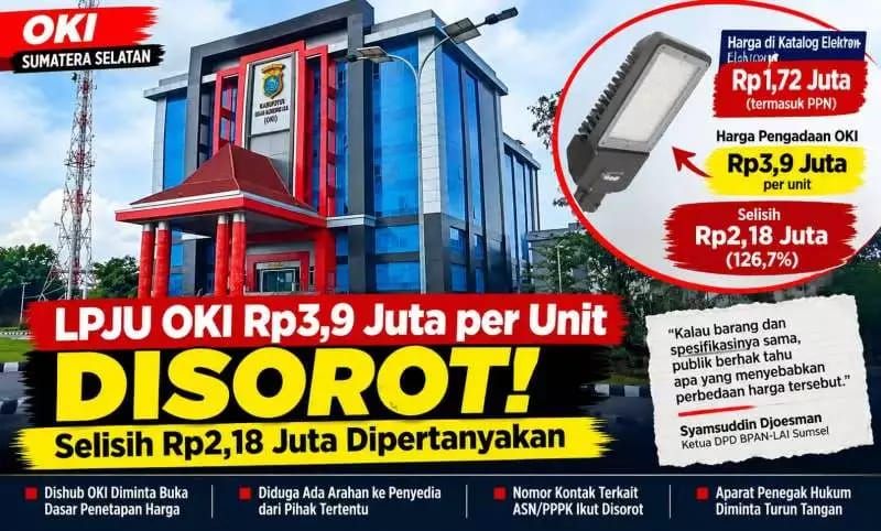 Lampu Jalan OKI Rp.3,9 Juta, BPAN-LAI Minta Aparat Telusuri Pengadaan