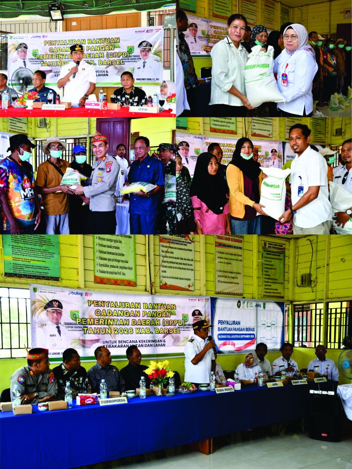 Pemerintah Kabupaten Barito Selatan Bersama Bulog Salurkan Bantuan Cadangan Pangan di Desa Teteilanan dan Desa Bantai Bambure