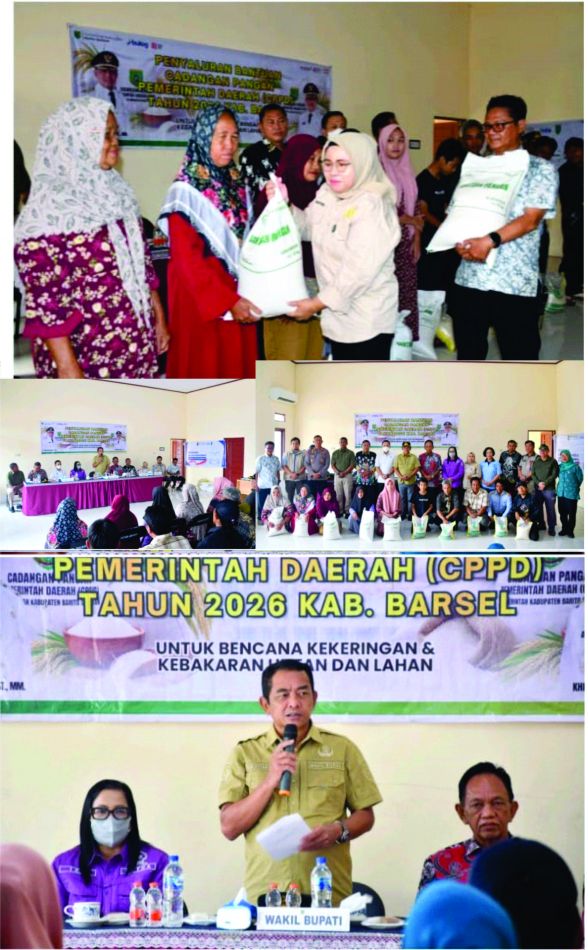 Pemkab Barsel dan Bulog Salurkan Bantuan Pangan dan Cadangan Pangan Daerah di Dua Desa