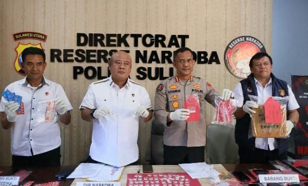 Polda Sulut Ungkap Tiga Kasus Narkoba dan Psikotropika di Bulan Agustus 2026, Empat Tersangka Diamankan