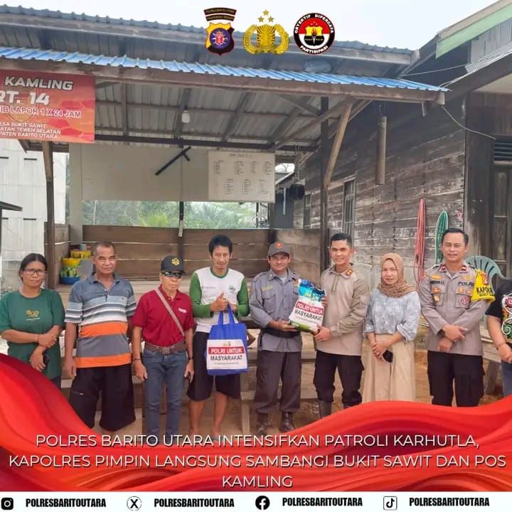 Polres Barito Utara Intensifkan Patroli Karhutla, Kapolres Pimpin Langsung Sambangi Bukit Sawit dan Pos Kamling