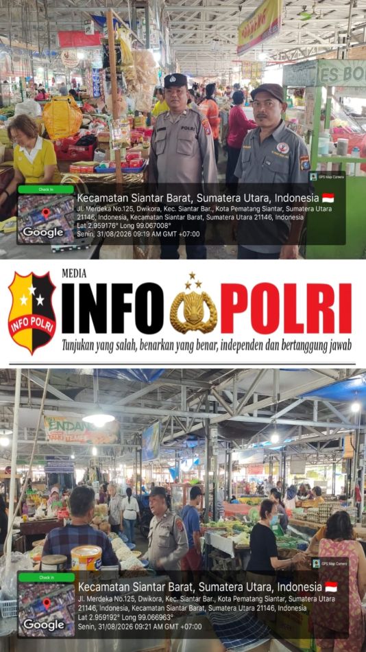 Polsek Siantar Barat Patroli Jalan Kaki Antisipasi 3C di Pasar Horas