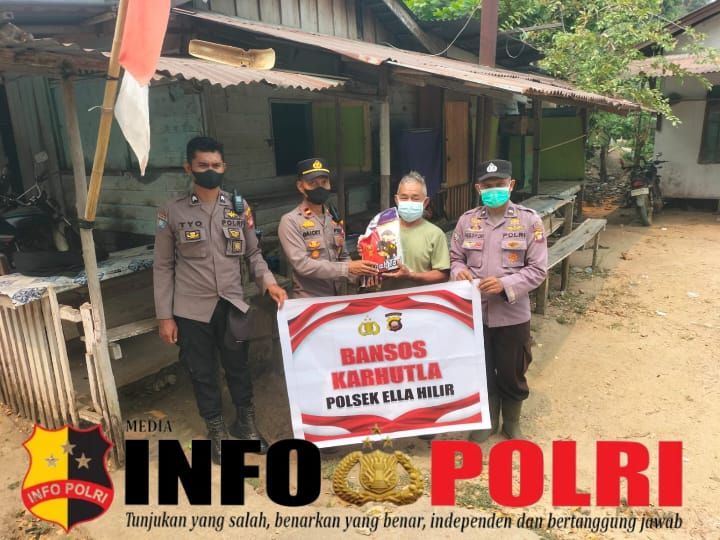 Wujud Kepedulian Nyata, Polsek Ella Hilir Salurkan Sembako untuk Warga Terdampak ISPA Akibat Kabut Asap Karhutla